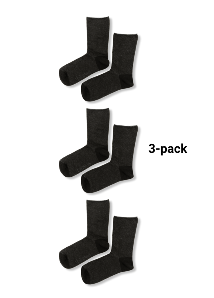 BLUSSS 3-pack Bambus SENS Socken | Nahtloses Gefühl en ultimativer Komfort für empfindliche Füße | Grau-schwarz