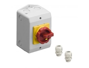 Werkschakelaar 4P 25A IP65 + 2 M25 wartels opbouw