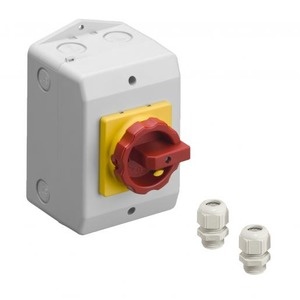 Werkschakelaar 4P 25A IP65 + 2 M25 wartels opbouw