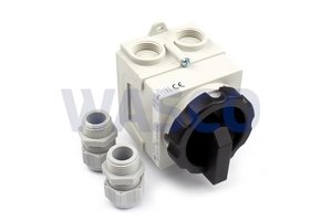 Werkschakelaar compact 3-polig 25A IP65 + 2 M20 wartels
