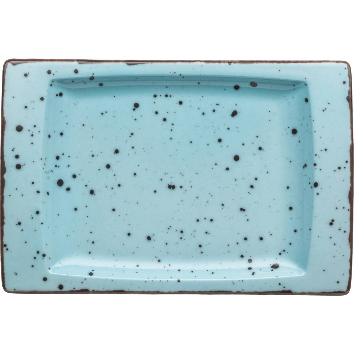 Porzellanserie "Granja" aqua Platte flach eckig, 18 x 12 cm