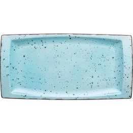 Porzellanserie "Granja" aqua Platte flach eckig, 18 x 36 cm