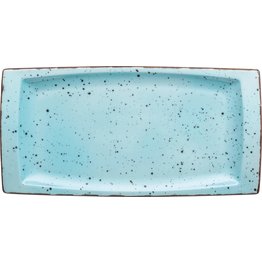 Porzellanserie "Granja" aqua Platte flach eckig, 18 x 36 cm