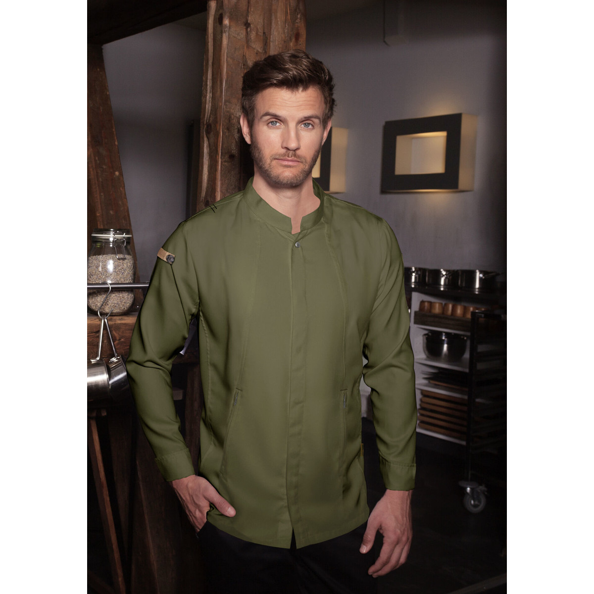 Kochjacke Herren "Green-Generation", moosgrün Größe 50