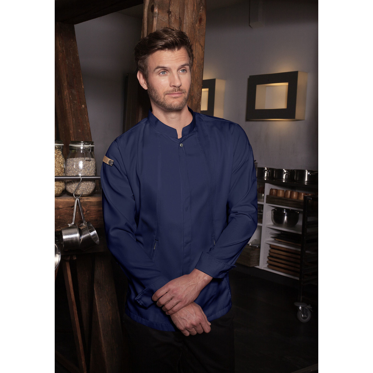 Kochjacke Herren "Green-Generation", stahlblau Größe 54