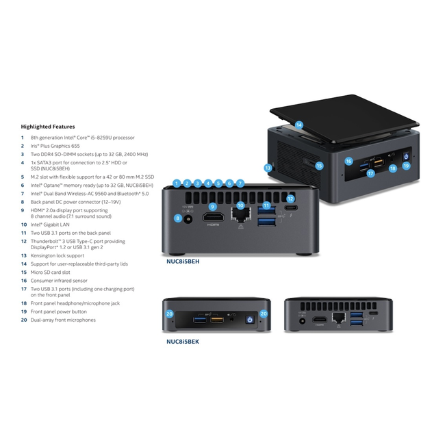 Intel NUC mini PC KIT BOXNUC8i5BEH with Intel® Core i5 ...