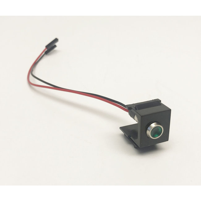 Snap-in LED Green 3-6V. Comes pre-wired with pin headers (2 wires)