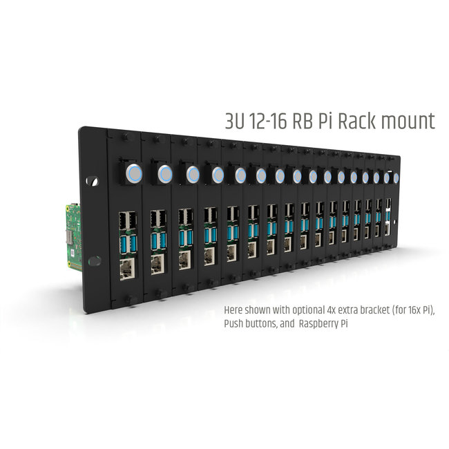 19 inch rack mount 3U for 12x RB Pi (expandable to 16) - FRONT REMOVABLE