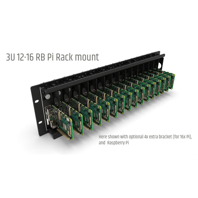 19 inch rack mount 3U for 12x RB Pi (expandable to 16) - FRONT REMOVABLE