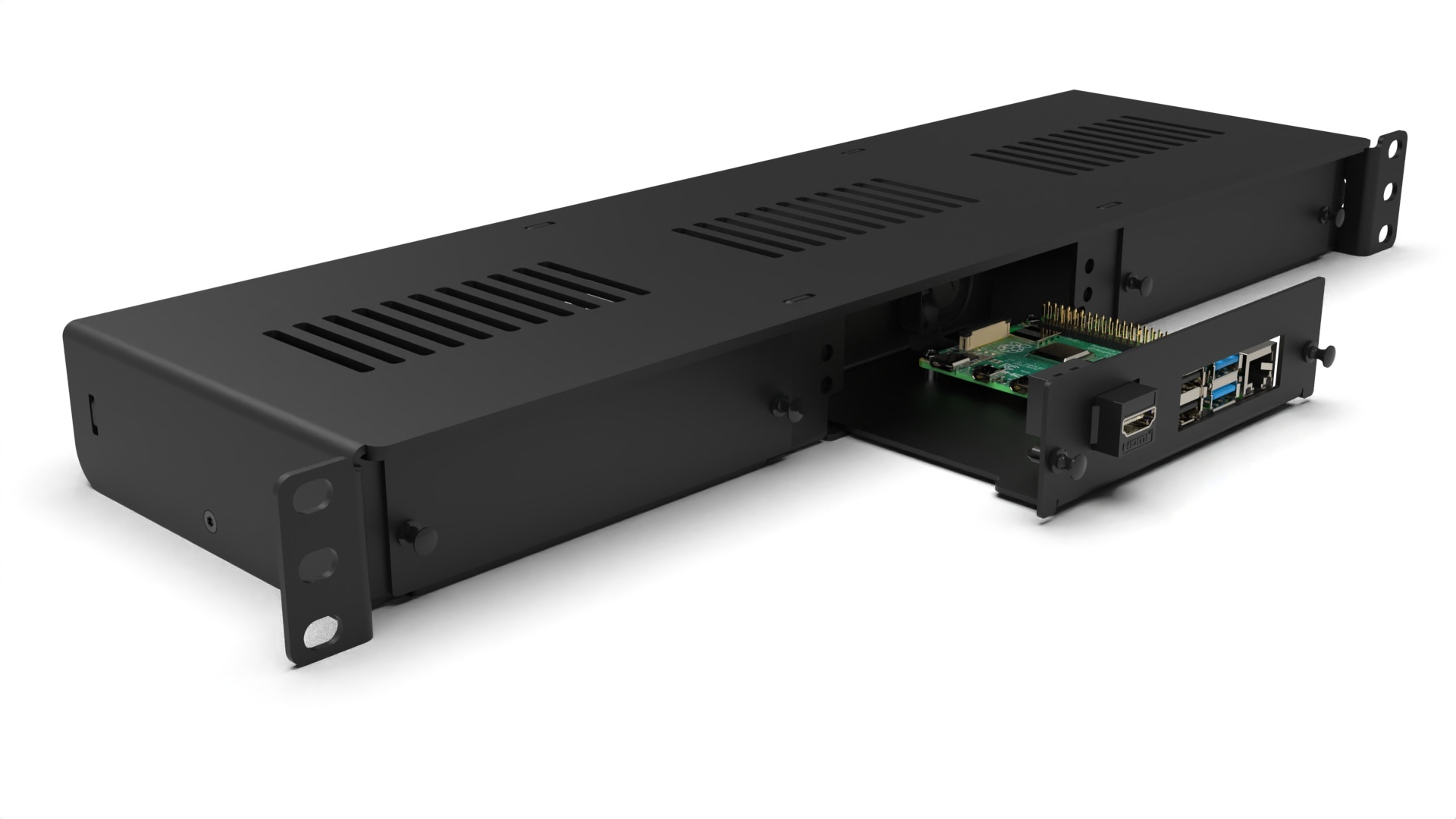 1U rack mount Pro Enclosed Raspberry Pi FRONT REMOVABLE MyElectronics