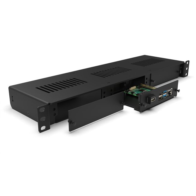 1U rack mount Pro Enclosed  1x Raspberry Pi (exp. to 3) - FRONT REMOVABLE