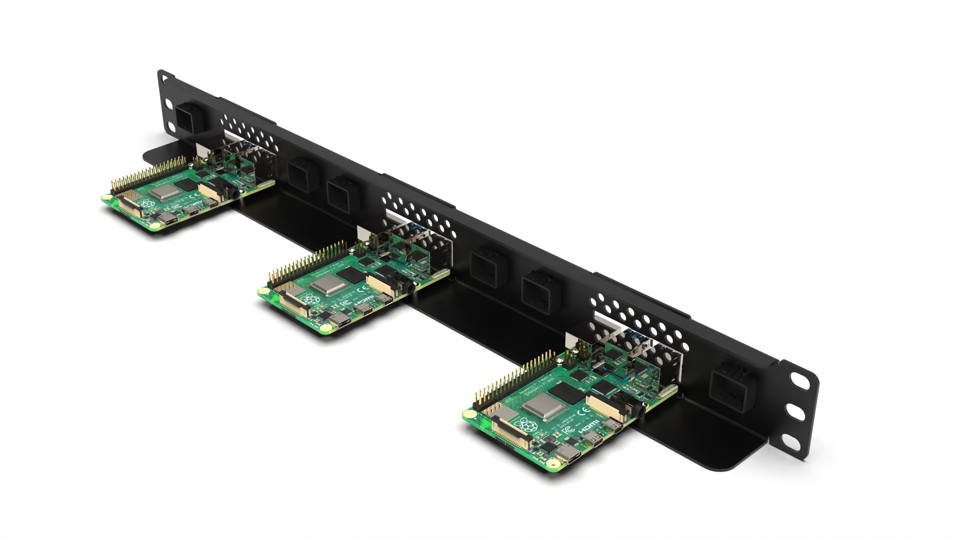 19 inch Rack Mount 1U for 1-3 Raspberry Pi, including 2x blind cover ...