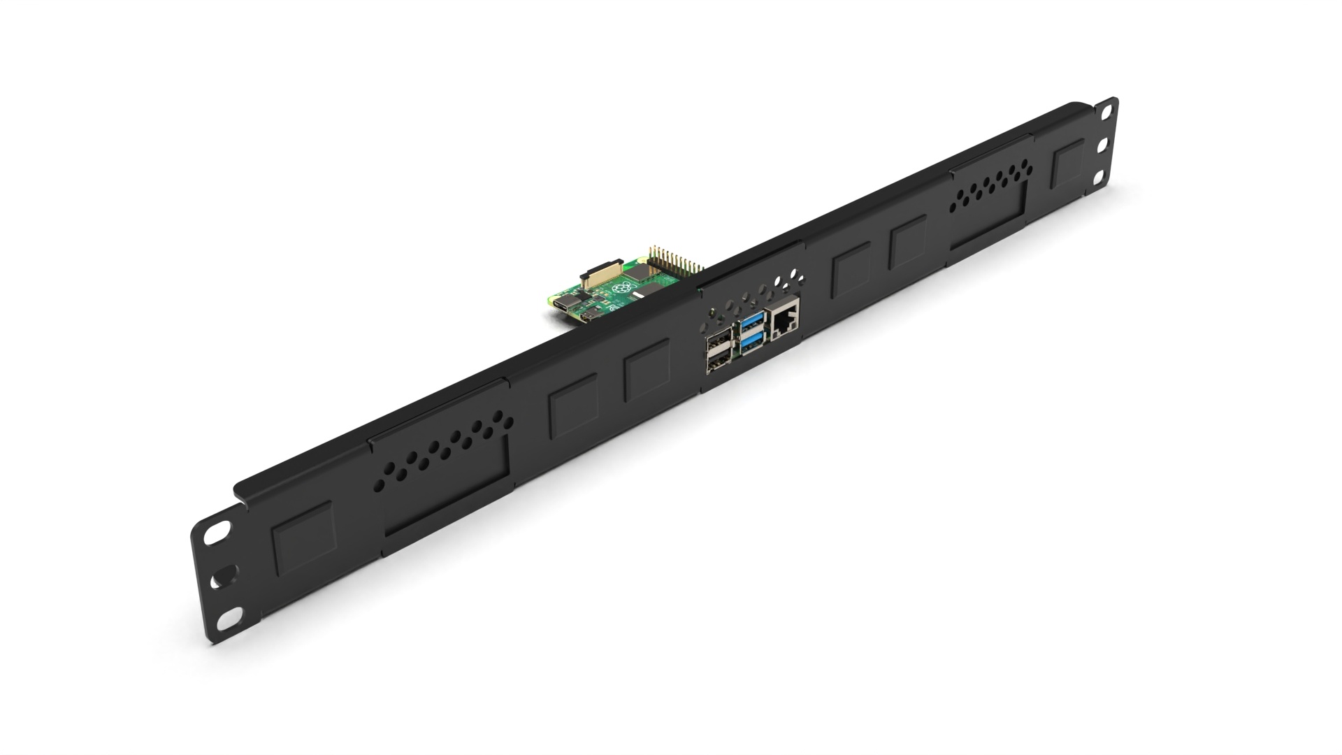 19 inch Rack Mount 1U for 13 Raspberry Pi, including 2x blind cover