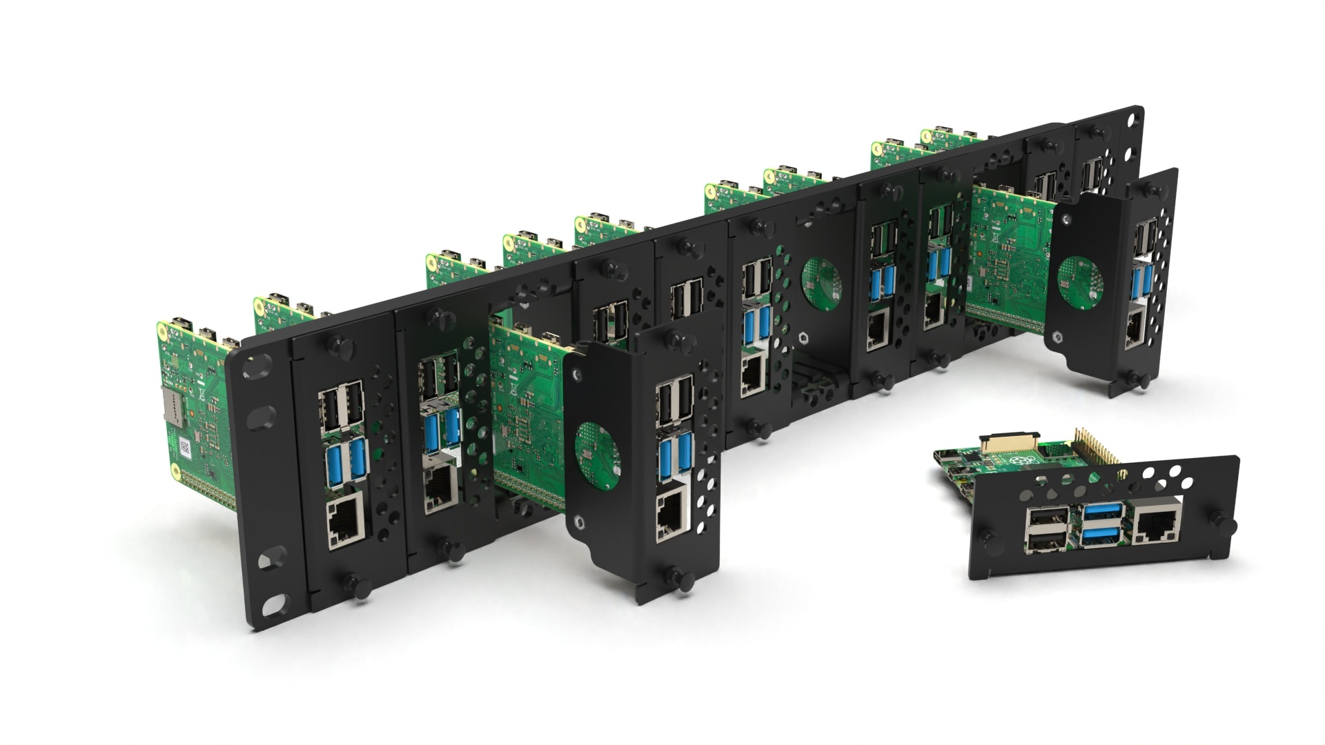 19 inch rack mount 2U for 12x RASPBERRY Pi - each Pi FRONT REMOVABLE ...