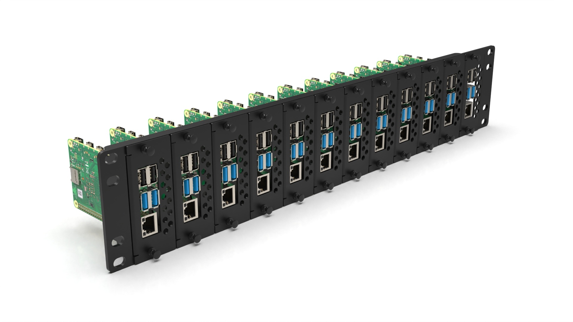19 inch rack mount 2U for 12x RASPBERRY Pi - each Pi FRONT REMOVABLE ...