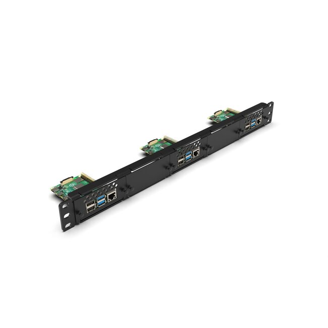 Raspberry Pi 19 inch 1U rack mount for 3x Pi (exp. to 5x Pi) + 2x blank FRONT REMOVABLE!