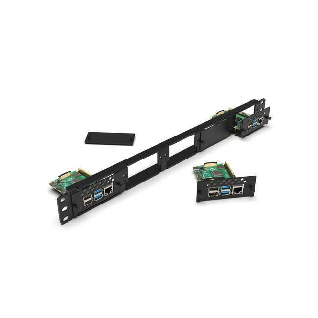 Raspberry Pi 19 inch 1U rack mount for 3x Pi (exp. to 5x Pi) + 2x blank FRONT REMOVABLE!