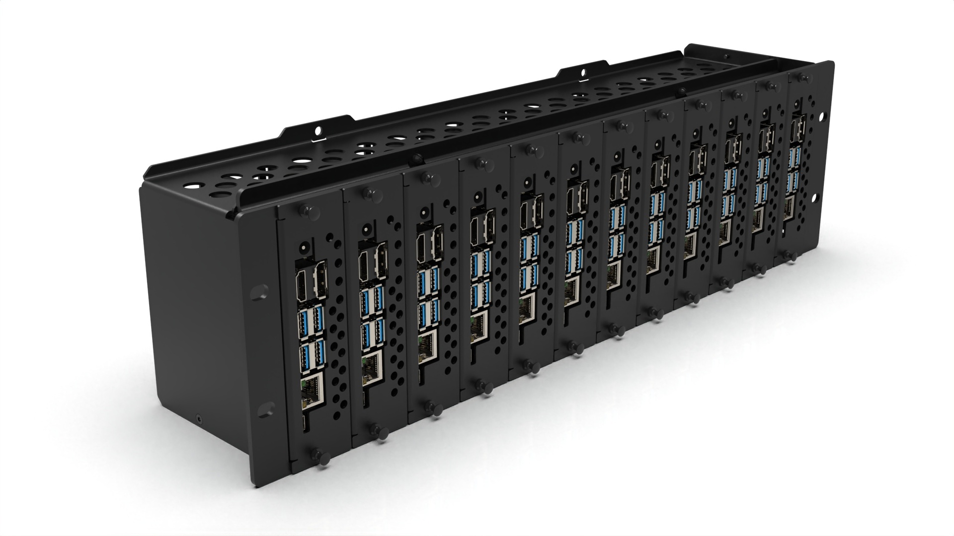 19 inch rack mount 3U Pro Enclosed for 12x Jetson - FRONT