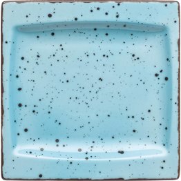 Porzellanserie "Granja" aqua Platte flach eckig, 18 x 18 cm