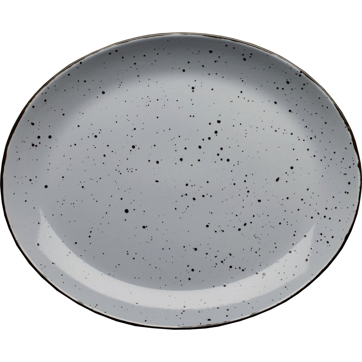 Porzellanserie "Granja" grau Platte flach oval, 30,5 x 25,5 cm