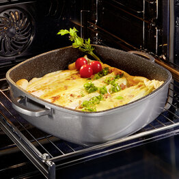 Bratpfanne eckig antihaft mit Aromaglasdeckel 4,7 Liter