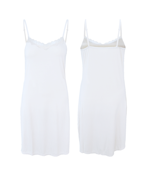 Gaubert Onderjurk / Slipdress - Spaghetti bandjes - Kanten gladde onderjurk - Wit - Zwart - Huidskleur - Kant