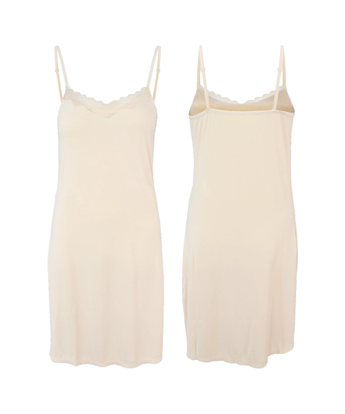 Gaubert Onderjurk / Slipdress - Spaghetti bandjes - Kanten gladde onderjurk - Wit - Zwart - Huidskleur - Kant