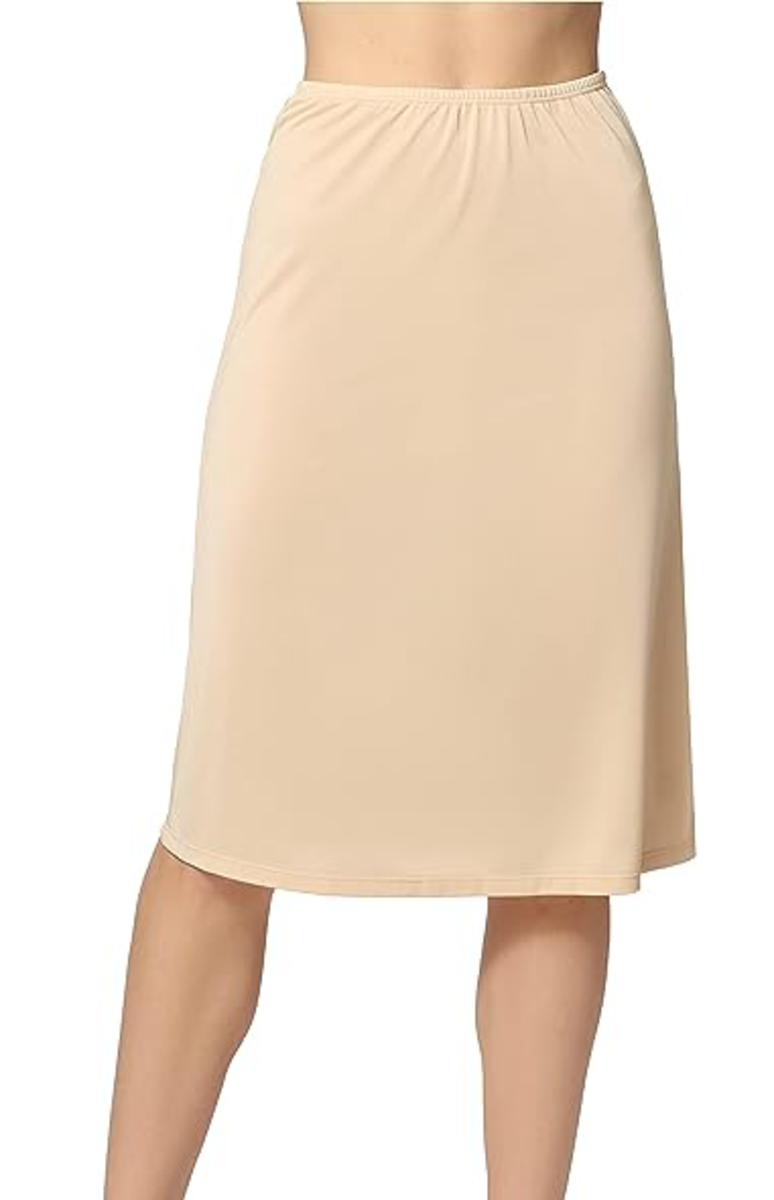 J&C lange onderrok dames 65cm - Jupon - Wit - Zwart - Huidskleur