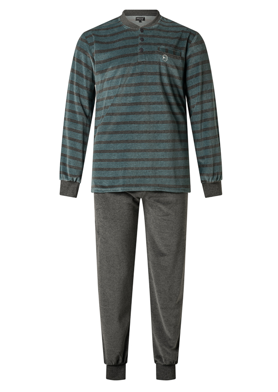 Outfitter velours heren pyjama - Warm Earth - Warme winter mannen pyjama