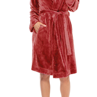 HL-tricot dames badjas fleece - Roze