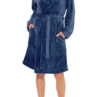HL-tricot dames badjas fleece - Blauw