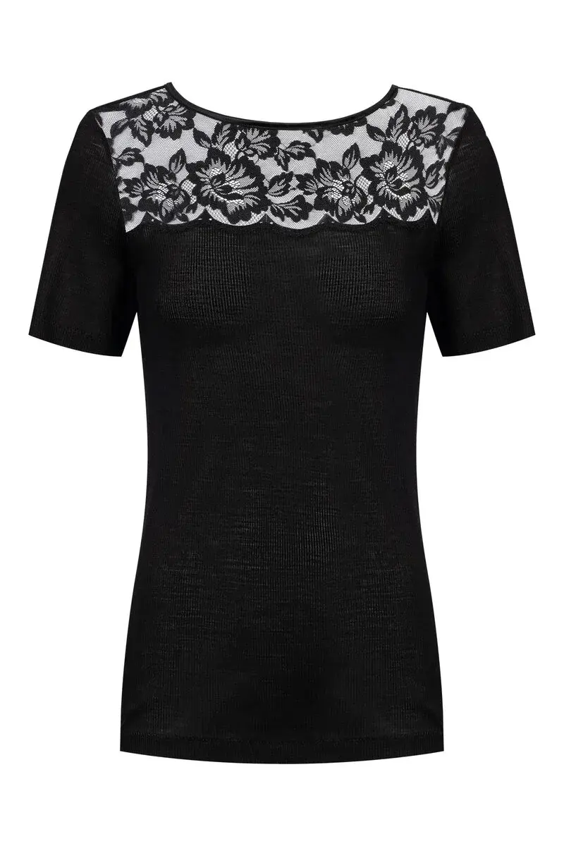 Mey Wollen Thermoshirt korte mouw dames - Kant - Wool Love - Luxe en chique thermo ondershirt Mey Wollen Thermoshirt korte mouw dames - Kant - Wool Love - Luxe en chique thermo ondershirt