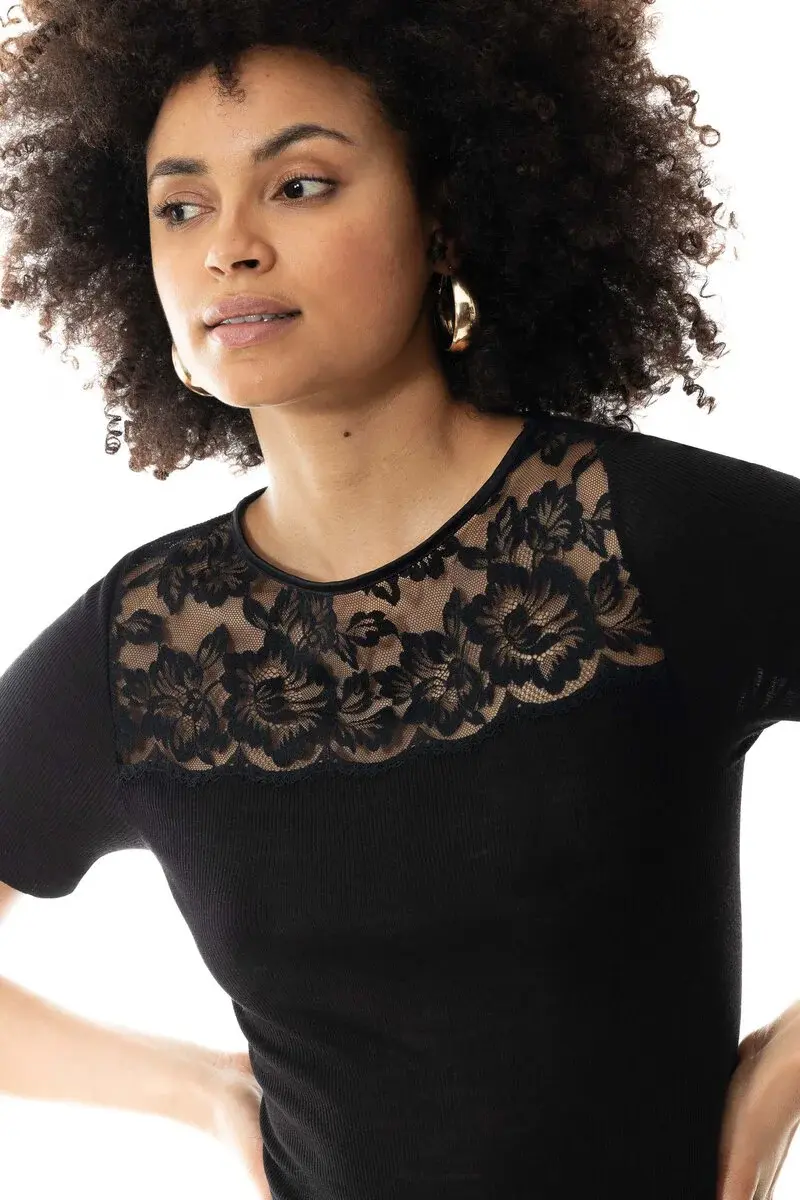 Mey Wollen Thermoshirt korte mouw dames - Kant - Wool Love - Luxe en chique thermo ondershirt Mey Wollen Thermoshirt korte mouw dames - Kant - Wool Love - Luxe en chique thermo ondershirt
