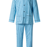 Gentlemen flanellen heren pyjama - 9443 - Blauw