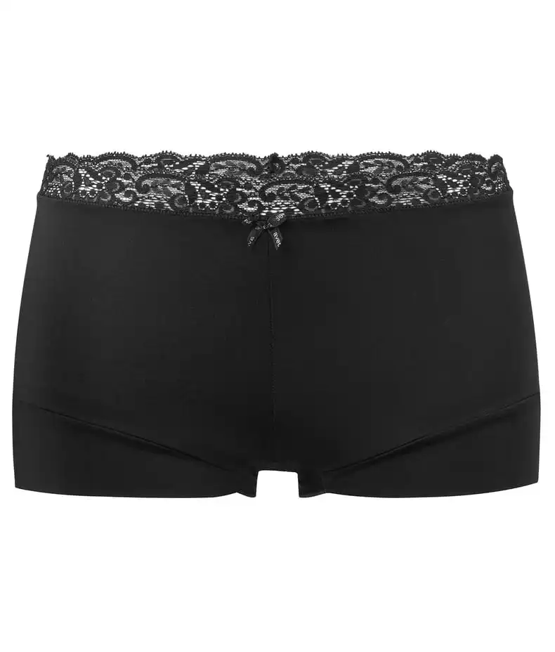 Avet kanten boxershort dames 38832 - Dames onderbroek - kanten ondergoed -badstof kruisje - wit en zwart