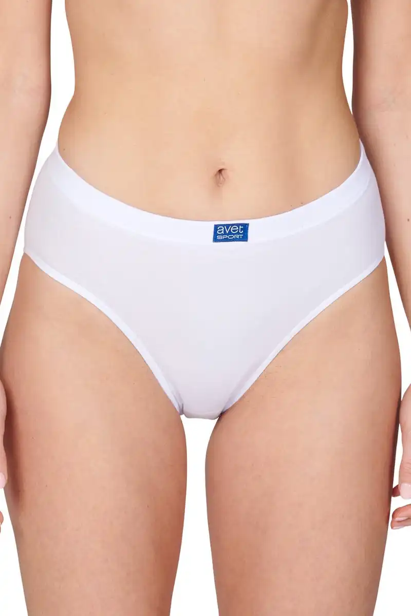 Avet dames High leg slip 3270 sport - Dames onderbroek - kanten ondergoed -badstof kruisje - wit en zwart