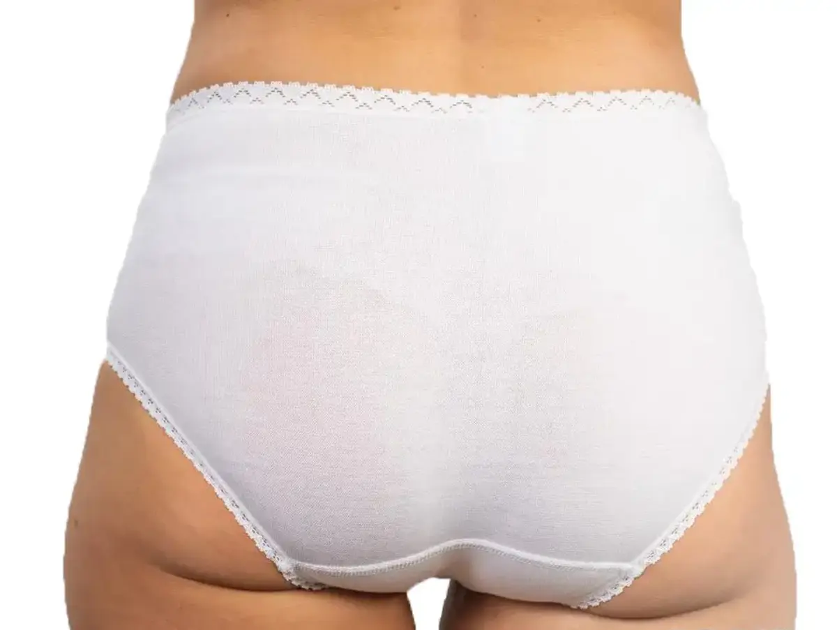 HL-tricot dames heup slip elastomeer - Elastisch katoenen dames onderbroek met kanten randje - Ondergoed wit HL-tricot dames heup slip elastomeer - Elastisch katoenen dames onderbroek met kanten randje - Ondergoed wit