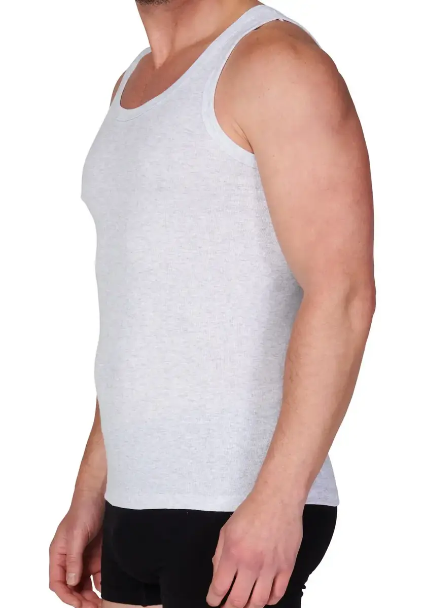 HL-tricot heren hemd / Singlet heren grijs - Onderhemd mannen naadloos - 100% katoen HL-tricot heren hemd / Singlet heren grijs - Onderhemd mannen naadloos - 100% katoen