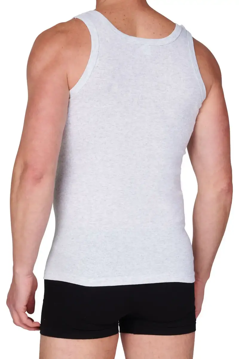 HL-tricot heren hemd / Singlet heren grijs - Onderhemd mannen naadloos - 100% katoen HL-tricot heren hemd / Singlet heren grijs - Onderhemd mannen naadloos - 100% katoen