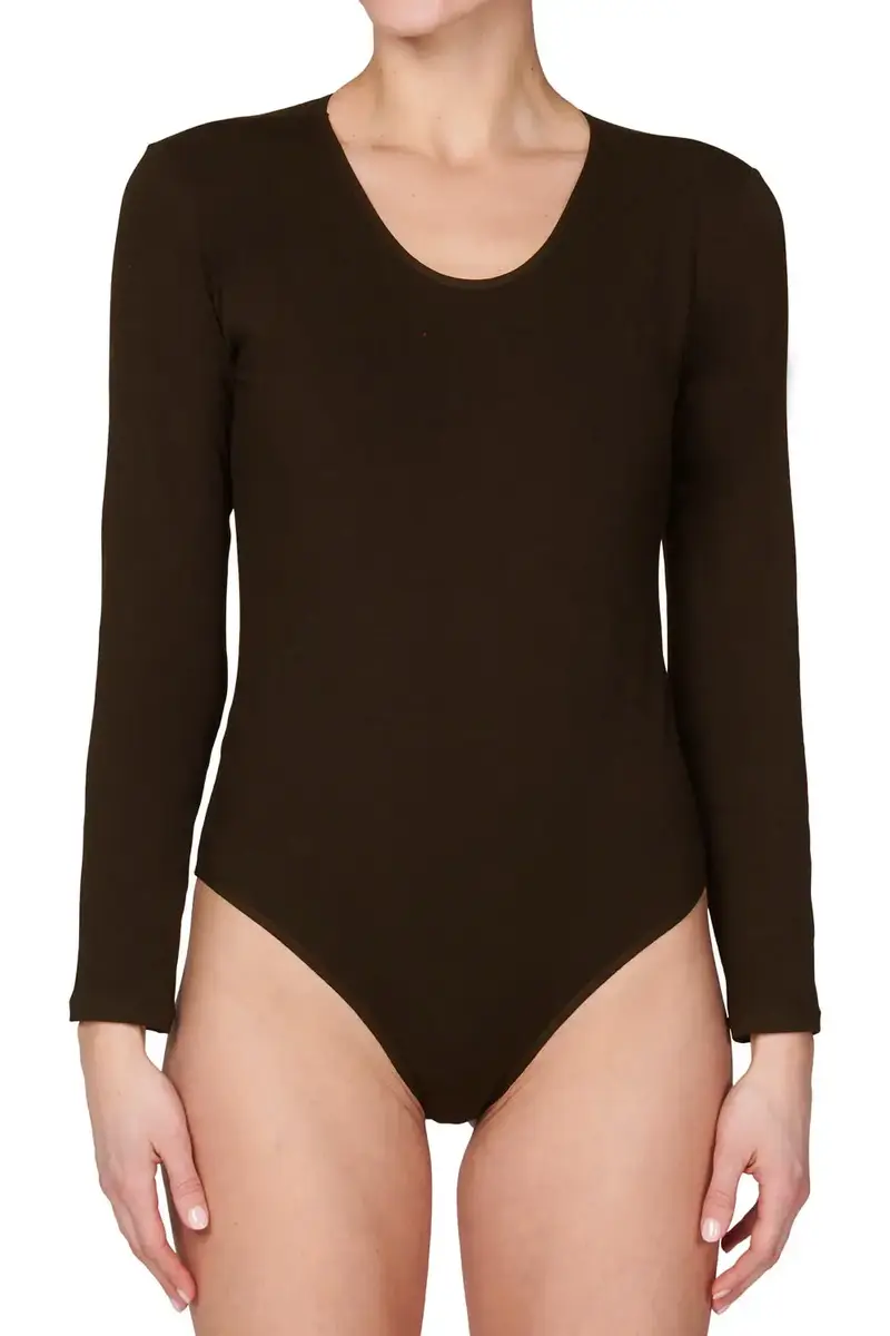 J&C body lange mouw katoen - bodystocking dames - diepe ronde hals - Witte body - zwarte body J&C body lange mouw katoen - bodystocking dames - diepe ronde hals - Witte body - zwarte body