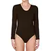 J&C body lange mouw katoen - bodystocking dames - diepe ronde hals - Witte body - zwarte body - Bruin