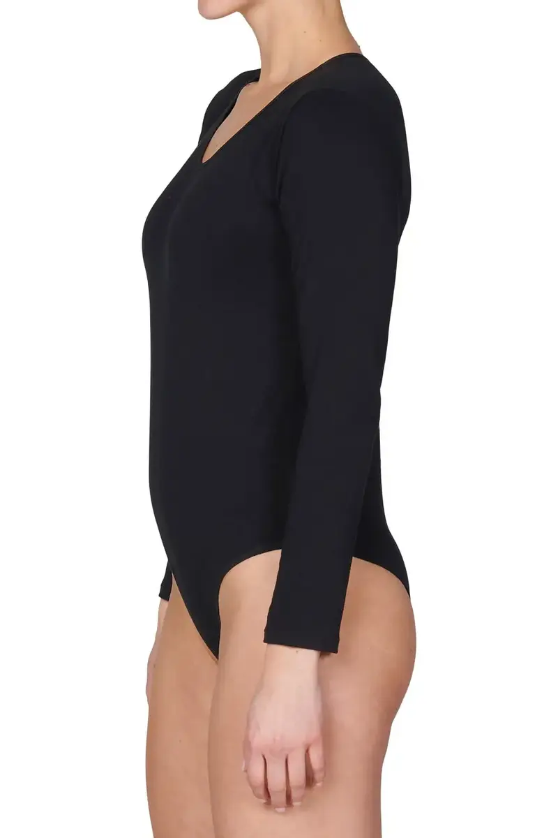 J&C body lange mouw katoen - bodystocking dames - diepe ronde hals - Witte body - zwarte body J&C body lange mouw katoen - bodystocking dames - diepe ronde hals - Witte body - zwarte body