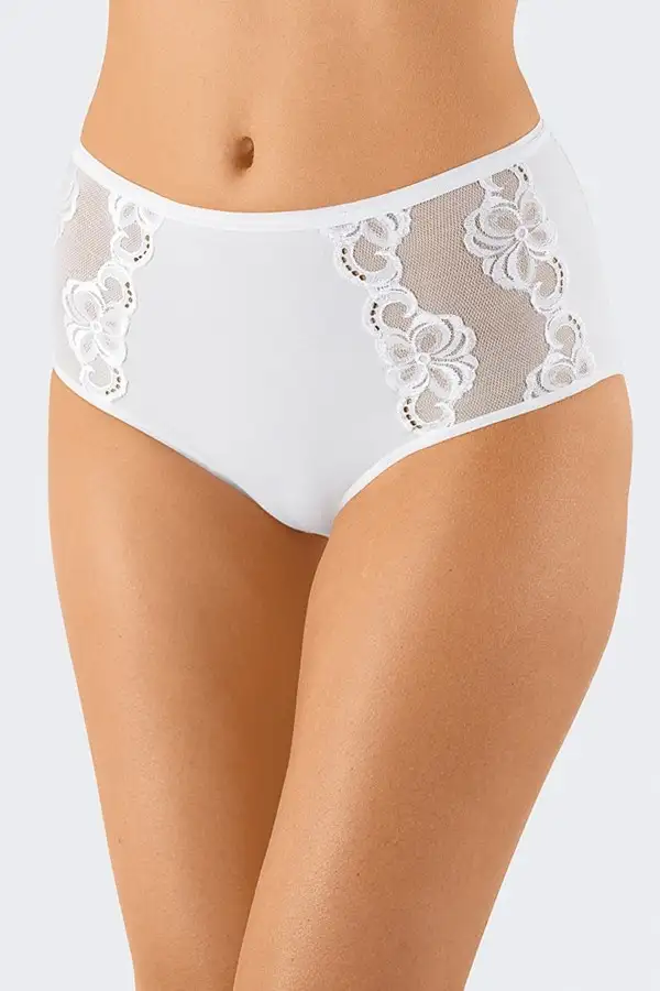 Nina von C dames maxi-taille slip kant - Hoge kanten dames slip - Elastisch katoenen onderbroek