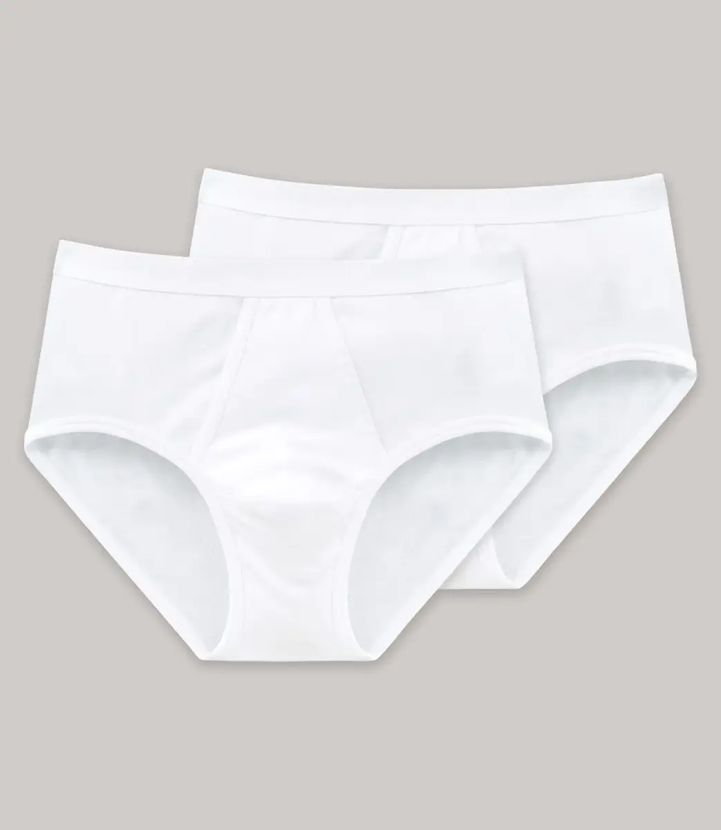 Schiesser 2-pack heren Classic slip met gulp - Wit katoenen heren slip met voorsluiting Schiesser 2-pack heren Classic slip met gulp - Wit katoenen heren slip met voorsluiting