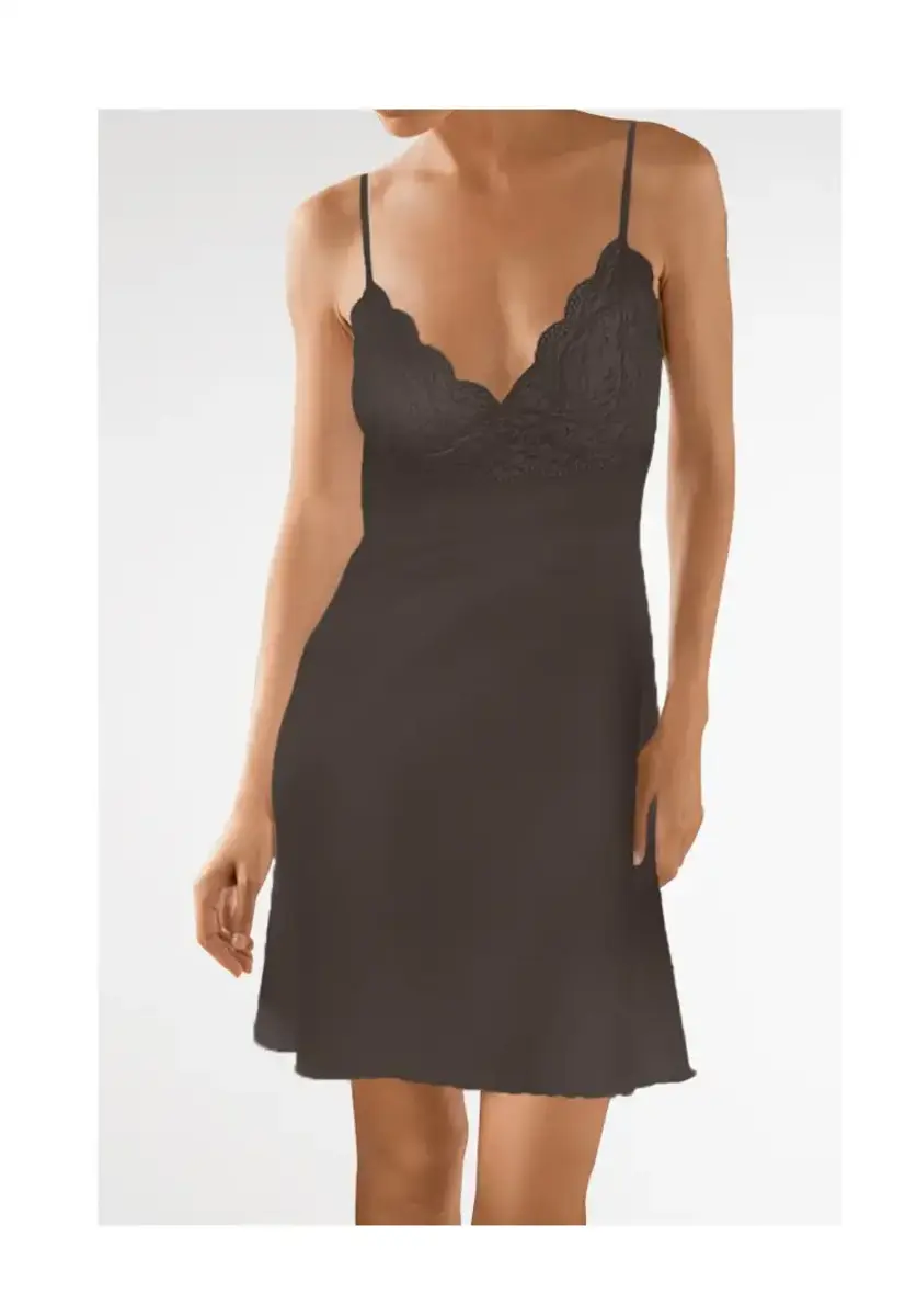 Nina von C onderjurk-negligé 90 cm met kant - Kanten onderjurk spaghetti bandjes