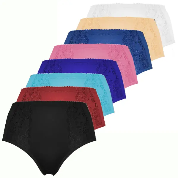 Fine Woman 9-pak dames slip kant  - 9039 - Goedkope Multipack onderbroeken - Elastisch katoen