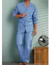 Robson Heren pyjama met gulp - knoopsluiting Martin - Klassieke senioren katoenen pyjama
