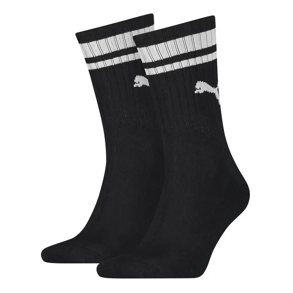 Puma 2-Paar sport sokken Heritage Stripe - Gestreepte katoenen sokken - Dames - Heren witte sokken