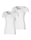 Apollo 2-pack dames T-shirts bamboe - Zachte ondershirts korte mouw - Diepe Ronde hals