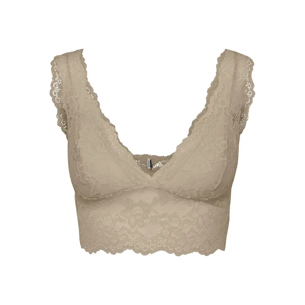 Pieces Bralette kant - Lace Bra Top - Zwarte dames kanten bh top -